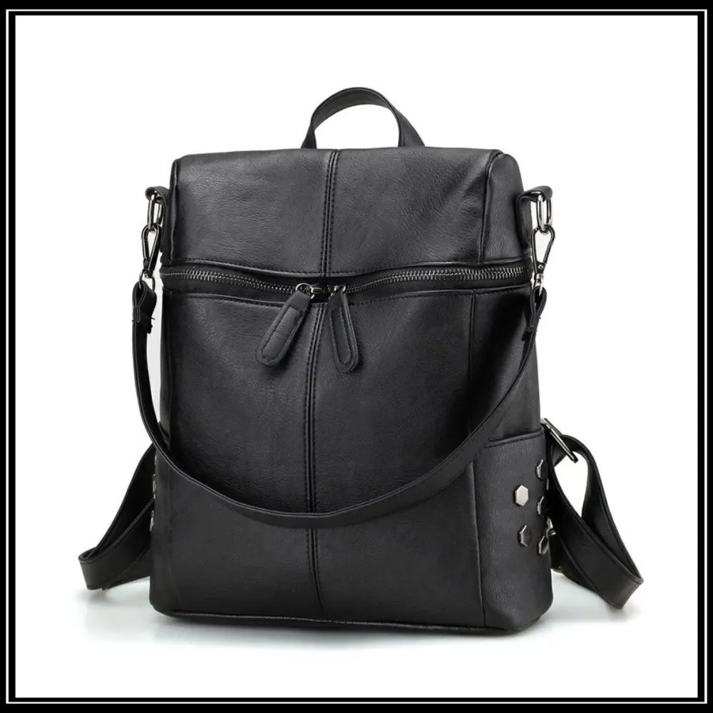 NEW HEMPSHIRE Vegan Leather Convertible Commuter Backpack‎